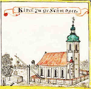 Kirche zu Gr Schmoger - Koci, widok oglny